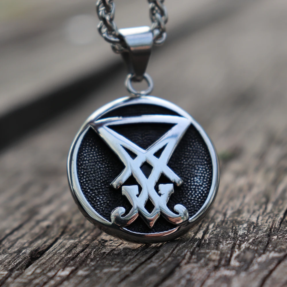 

Sigil of Lucifer Satan Seal Stainless Steel Pendant Necklace Men's and Women Satanic Satanism Biker Jewelry