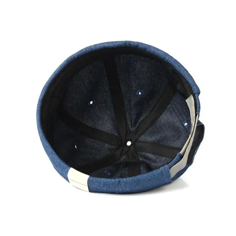 Men Brimless Cotton Hat Beanie Skullcap Sailor Cap Cuff Brimless Retro Navy Style Beanie Hat Adjustable Sailor Biker Cotton Sun