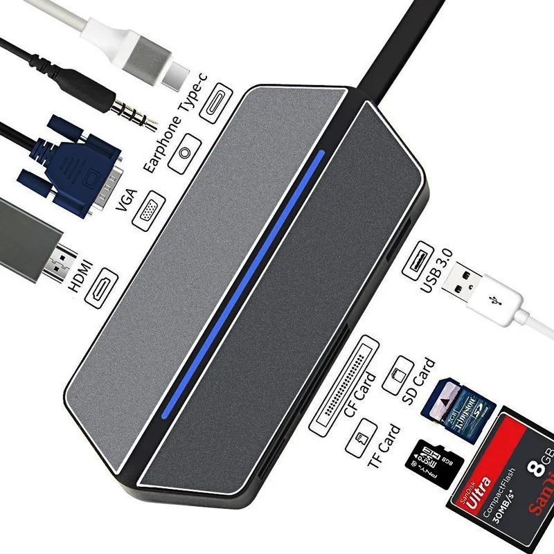 

USB Type C HUB Adapter Thunderbolt 3 With HDMI 4K USB 3.0 Type C 3.0 High-Speed Data Syncing Charging Multiports for MacBook Pro