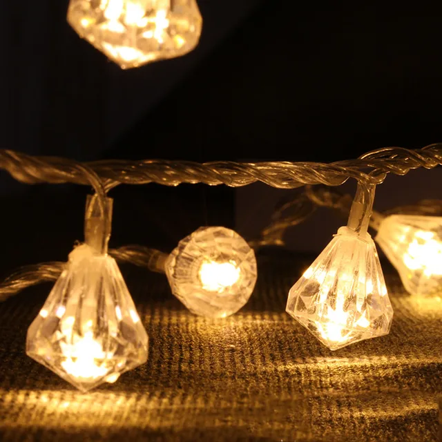 1.2m 10leds Holiday lights 2cm Diamond Shape Led Light string Battery