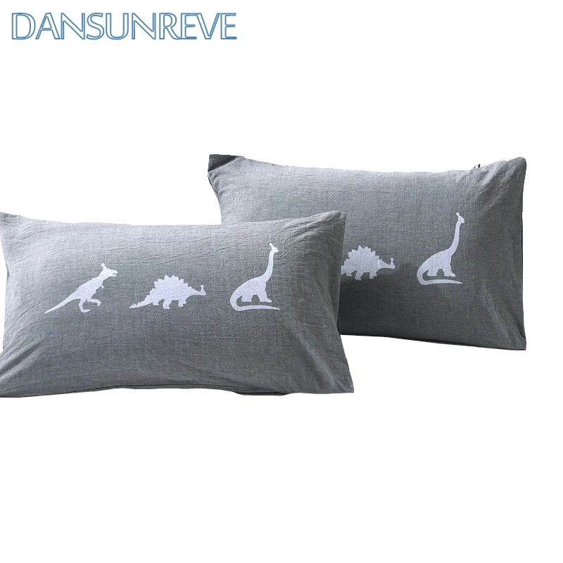2pcs Pillowcases Washed Cotton Pillow Covers Grey Pillow Case 48x74cm