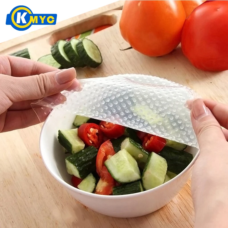 Buy KMYC 4pcs/set Clear Reusable Silicone Food Wraps