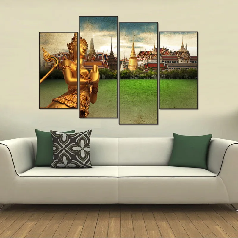 Modular-Wall-Painting-Buddha-4pcs-Canvas-Prints-Poster-Framed-Oil-Painting-Home-Art-Decor-Picture-Gold (2)