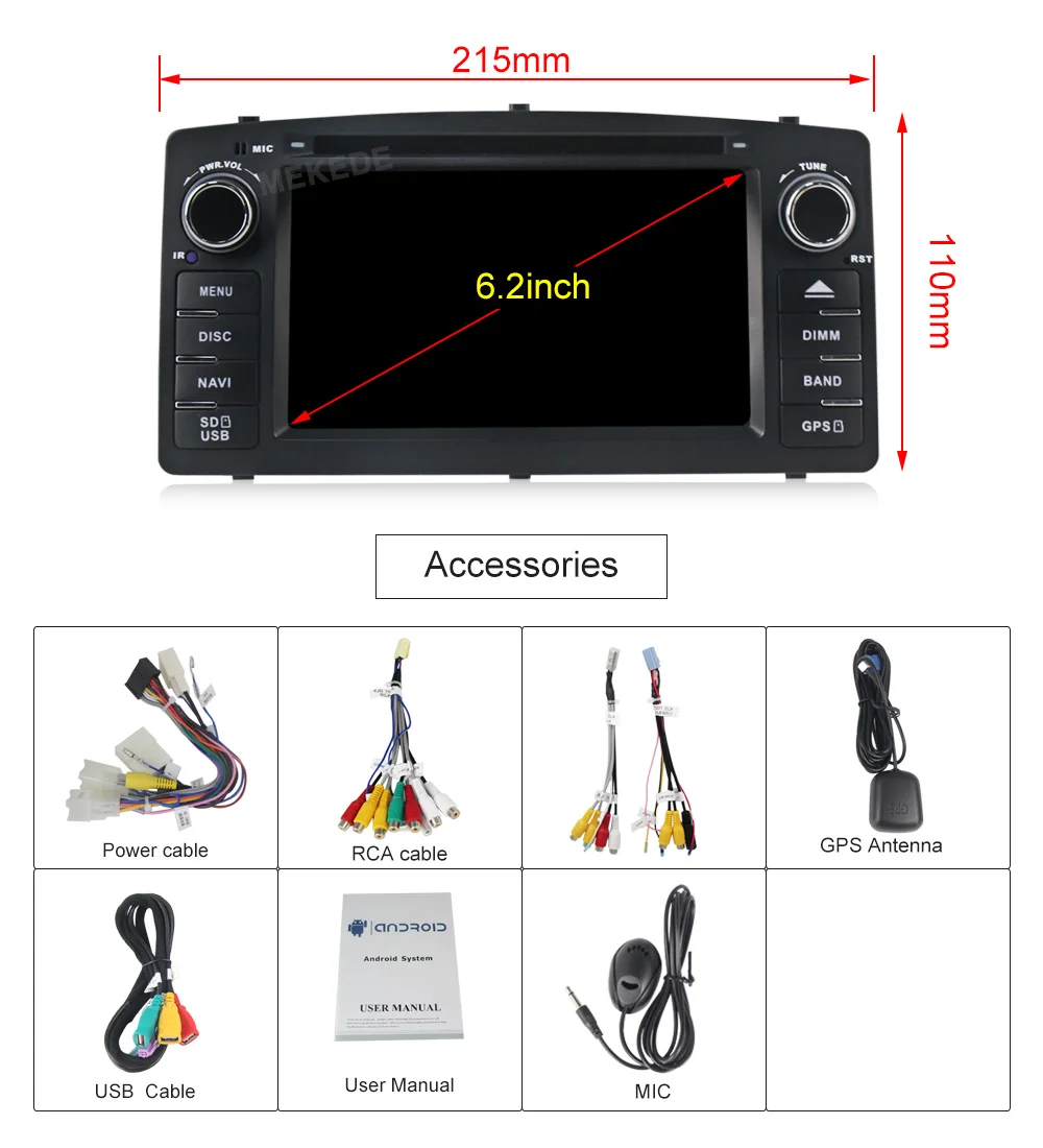 Discount MEKEDE DSP Chip IPS Screen Android 9.0 Car DVD Multimedia Player for Toyota Corolla E120 BYD F3 with wifi BT Stereo Radio GPS 1