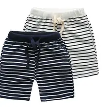 Летние шорты в полоску для маленьких мальчиков, Детские Полосатые укороченные штаны до колена, штаны, новая популярная одежда