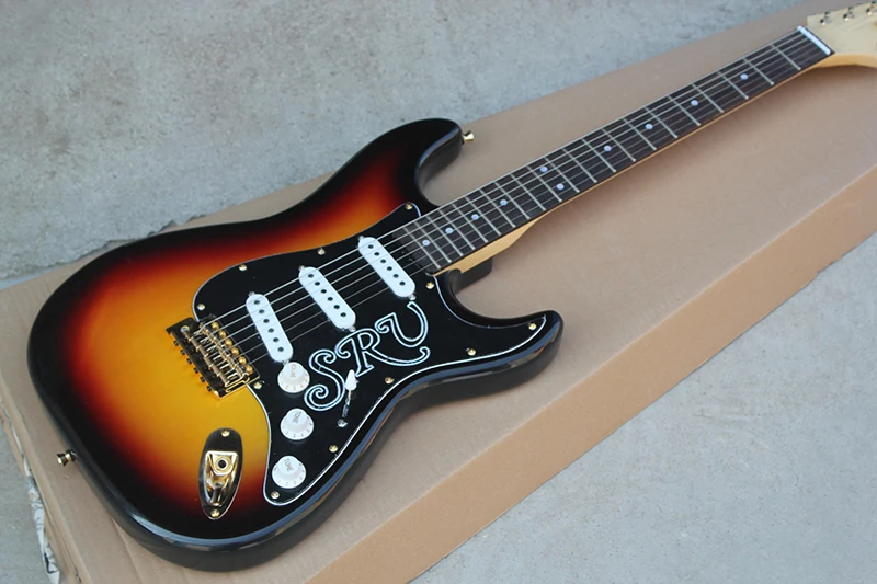 

Factory custom Tobacco Sunburst Electric Guitar with 3 Pickups,SRV Pickguard,Gold Hardwares,Offer Customized as you request