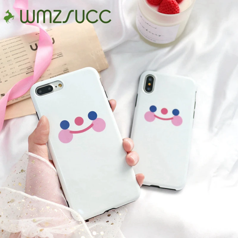 Wmzsucc Симпатичные улыбающееся лицо мягкий чехол для iPhone 6 6S 7 плюс 8 полное покрытие