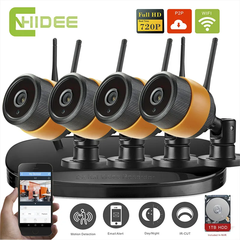 4CH Wifi NVR P2P Security Cameras CCTV Kits 720p 1200TVL Home Indoor Outdoor Wireless IR Surveillance Video System + 1T HDD 29 [