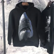 Осень Новое поступление моды акула космос хлопок печати Ретро Винтажные толстовки для мужчин дизайнерская брендовая одежда
