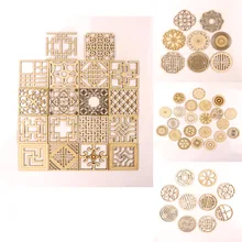 Китайский стиль Ретро рамка деревянный узор Круглый квадратный Скрапбукинг Ремесло ручной работы аксессуары для шитья домашний декор DIY 64 мм MZ262