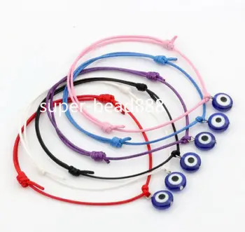 

Free Ship 100pcs Hamsa String Eye Lucky Red wax Cord Adjustable Bracelet