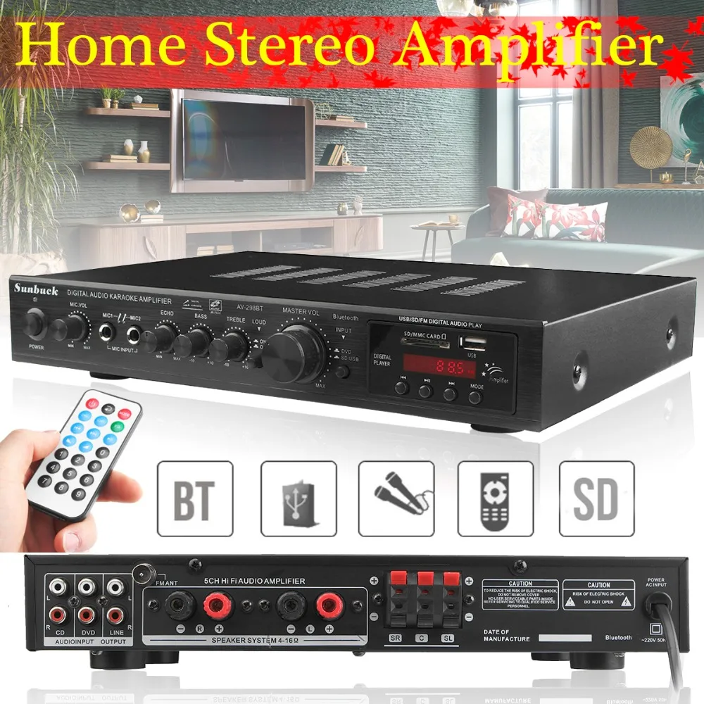 220V 300W+300W+120W 5CH bluetooth Stereo AV Surround Amplifier Karaoke