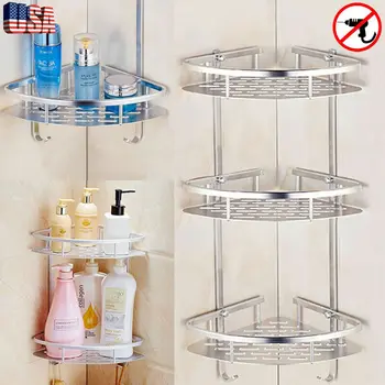

Space Aluminum Bathroom Shelf Shower Shampoo Soap Cosmetic Shelves Bathroom Accessories Storage Organizer Rack Holder
