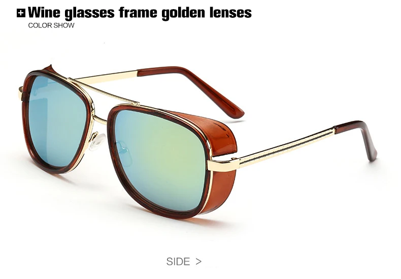 Железный человек 3 Matsuda TONY Stark солнцезащитные очки мужские модные солнцезащитные очки Брендовые дизайнерские винтажные цветные линза в металлической оправе мужские солнцезащитные очки - Цвет линз: wine-red-gold