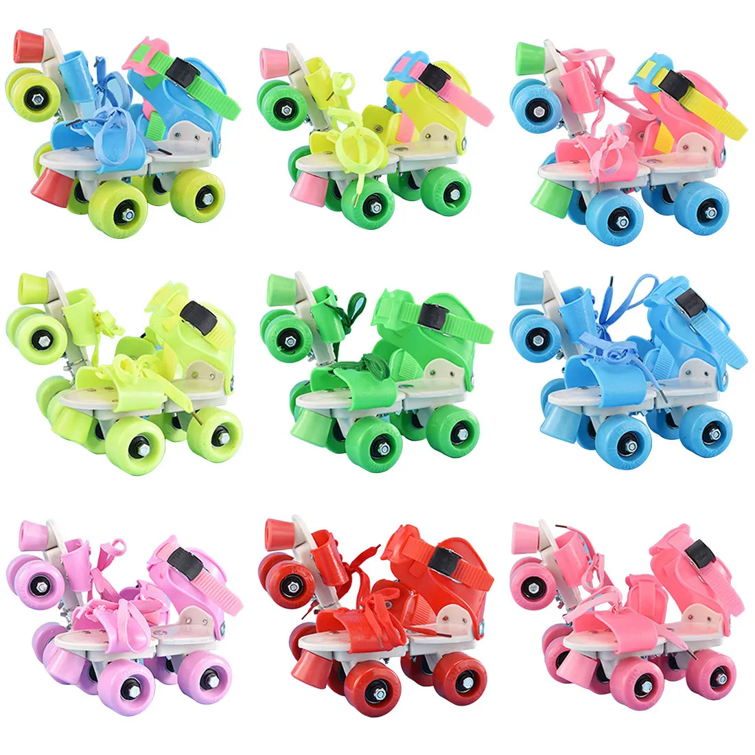 العلامة التجارية جديد الأطفال زلاجات دوارة صف مزدوج 4 عجلات قابل للتعديل حجم أحذية التزلج انزلاق سباق التعرج حذاء تزلج بعجلات الاطفال هدايا