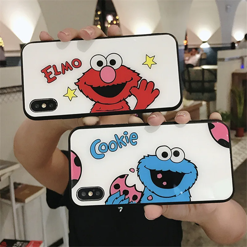 Iphone XR tide cartoon tempered glass mobile phone case iPhone 6s protective cover popular pattern iphpne 7 8 plus |