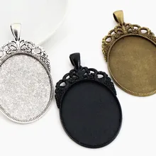 Новая мода 5 шт 30x40 мм внутренний размер черный и античный серебряный и бронзовый кабошон основа Установка Подвески