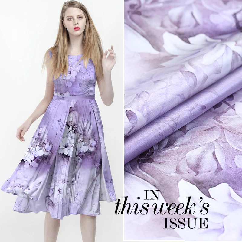 

108cm digital inkjet stretch silk satin fabric 19mm soft breathable bedclothes cheongsam shirt silk fabric wholesale silk cloth