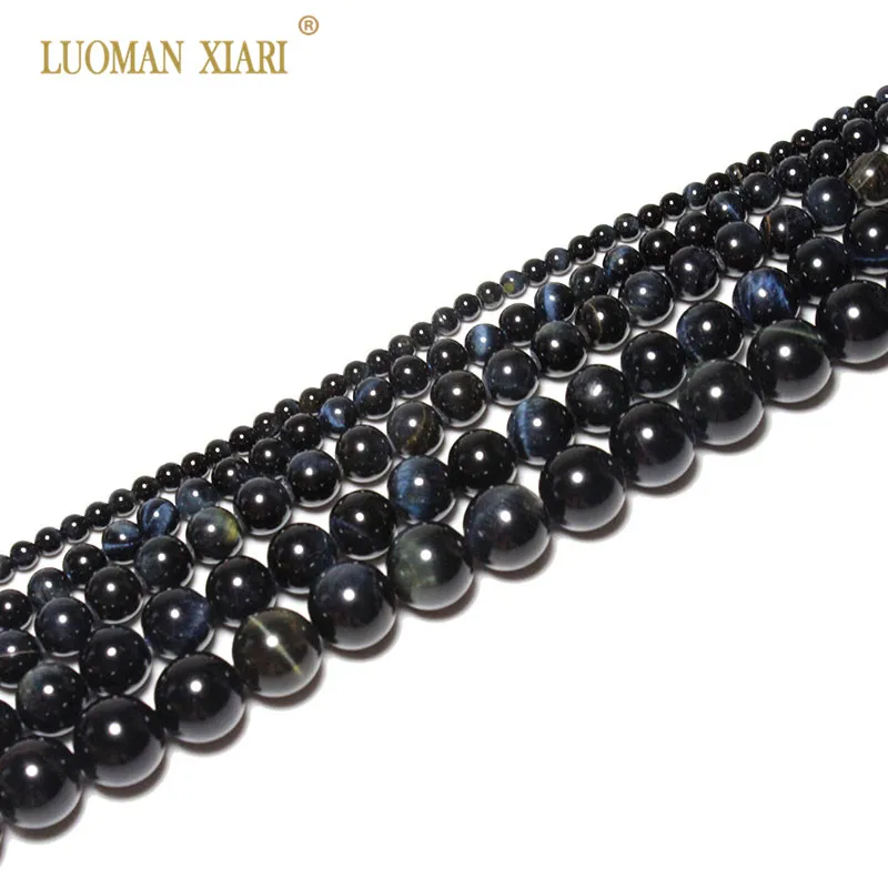 6-12mm Blue Tiger Eye Round Jewelry Gemstone Beads For DIY Design Strand 15/"