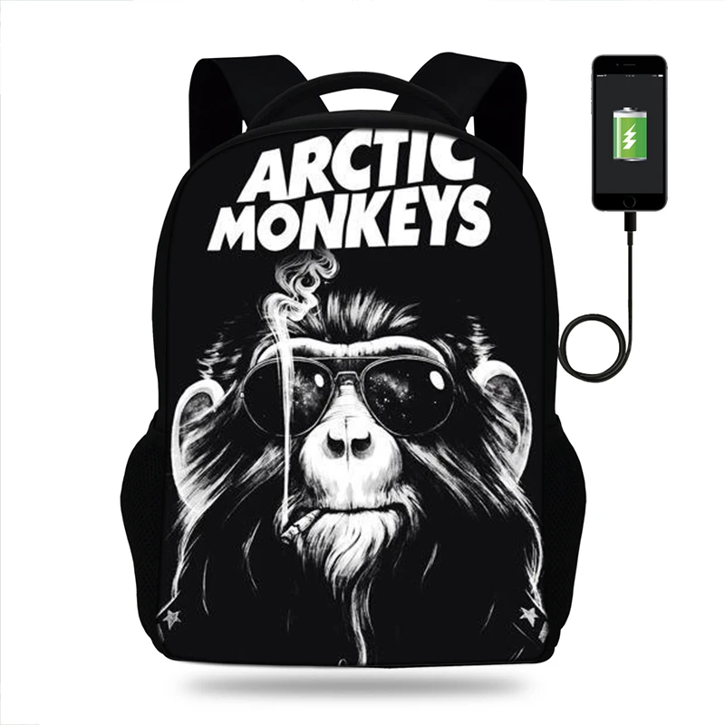 

ARCTIC MONKEYS Rock and Roll Design Rucksack Daypack School Bag Student Mens Backpack Casual Laptop Bag Travel Backpack USB Port