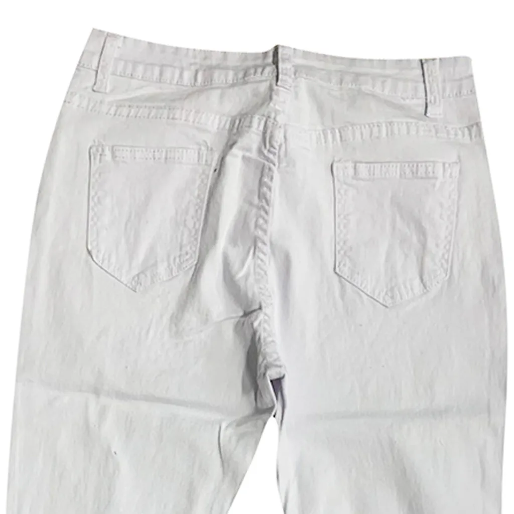 Джинсы Для женщин рваные джинсы для Для женщин штаны с завышенной талией женские узкие джинсы женские Denim Paperbag брюки Witn ремень новый Жан femme