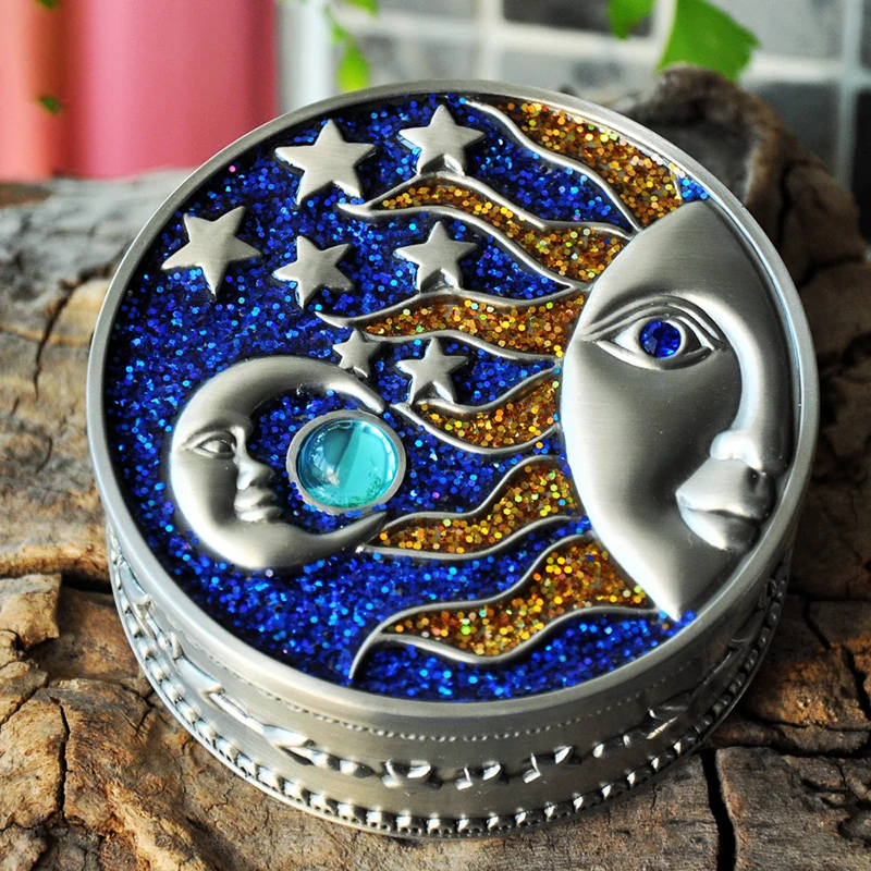 Sun&Moon Retro Jewelry Box European Korean Ring Boxes Princess Earrings Bracelets Necklaces Gift Organizer Storage Box