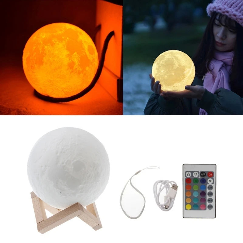 18 см 3D USB светодиодный волшебная луна ночь светильник Настольная лампа подарок на день рождения+ пульт дистанционного управления