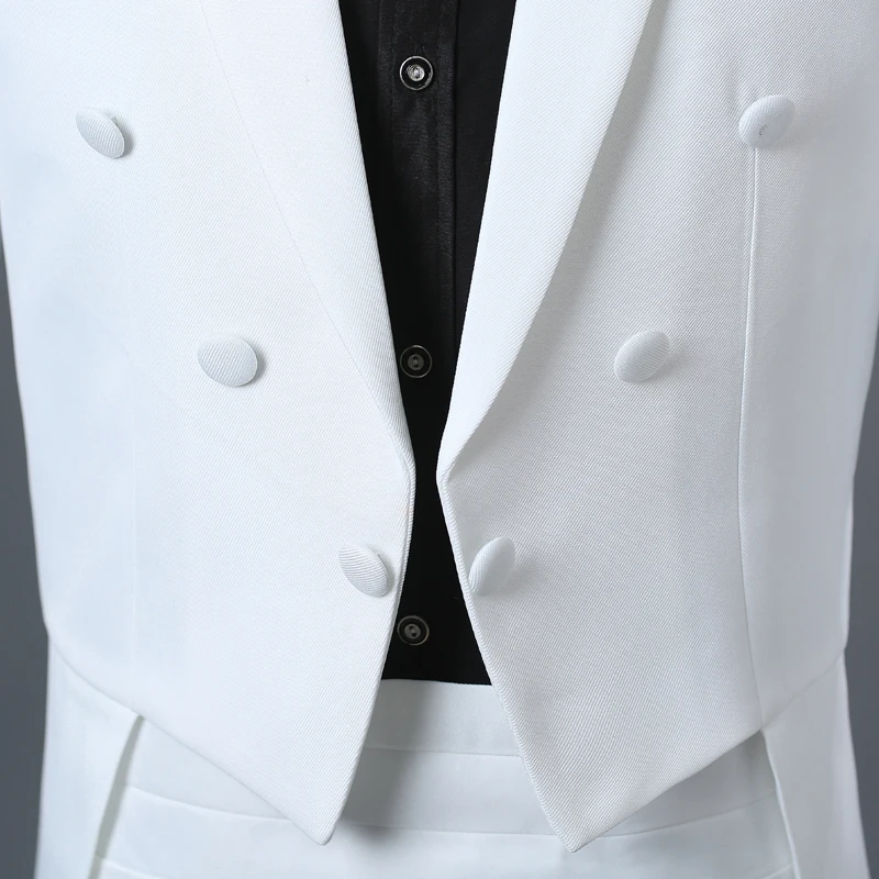 Комплект из 4 предметов, английский джентльмен, черные, белые свадебные смокинги для жениха, костюмы для мужчин, Классический Фрак с брюками, приталенный смокинг