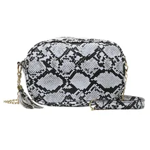 Кожаные сумки для женщин, модная женская сумка со змеиным узором и кисточками, универсальная сумка через плечо, женская сумка-мессенджер