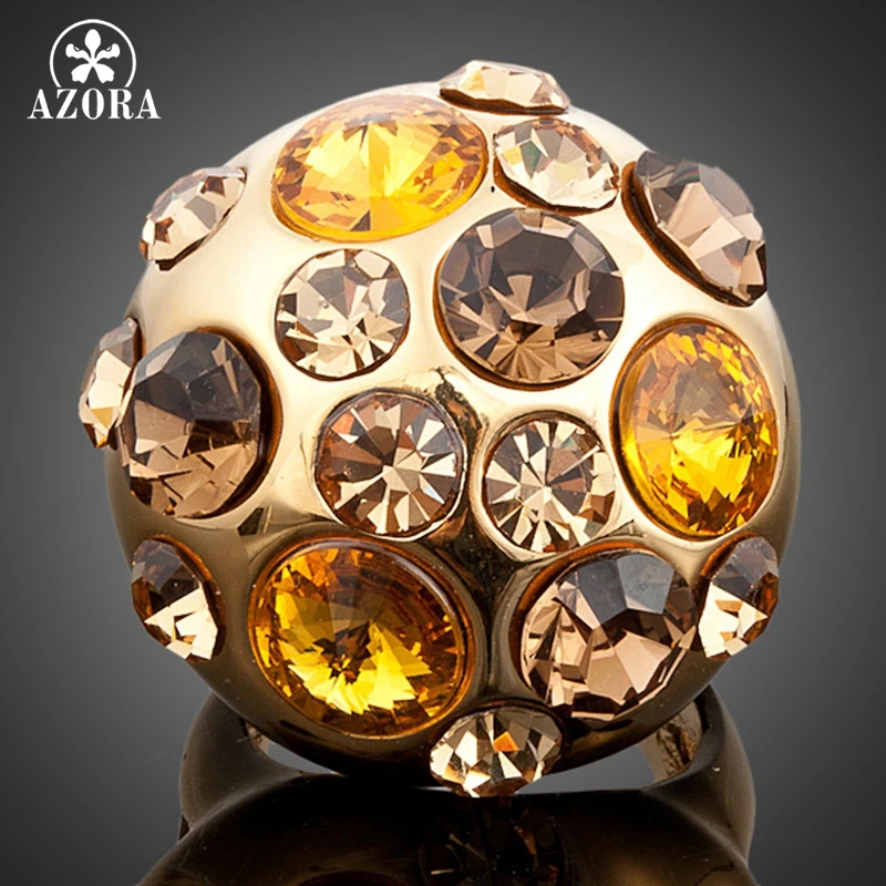 Золотистое кольцо с австрийским кристаллом Stellux TR0003|ring for|gold colorring ring |