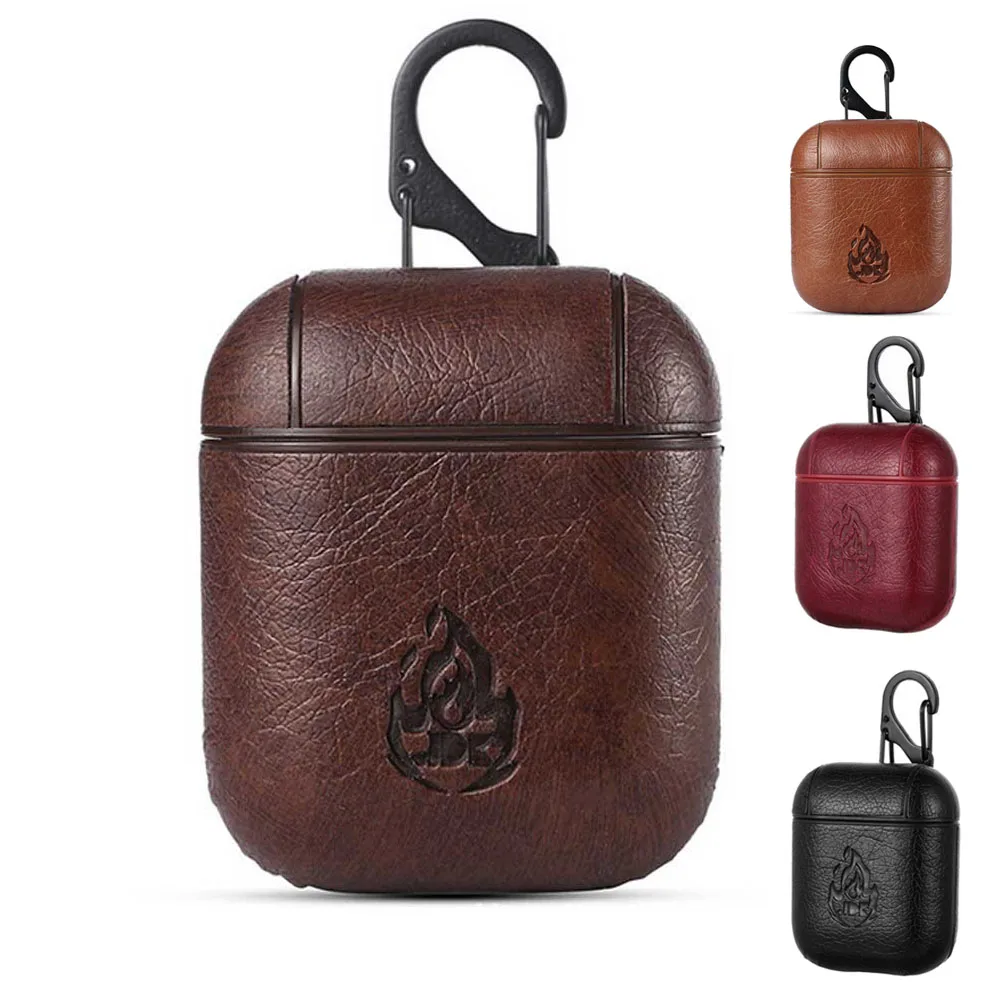 Leather Earphone Case with Metal Buckle For AirPods Protective Cover Skin Accessories for Apple Airpods Charging Box