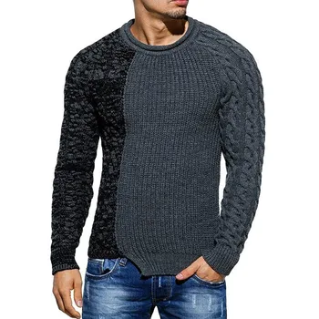 

2020 New Men's Slim Fit Sweaters Pullover Male High Street Knitted Sweater Tops Patchwork O-Neck Knitwear Pullovers