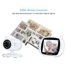 3,5 дюйм цвет LCD беспроводной цифровой видео монитор младенца с колыбельными инфракрасным ночным видением и AC100-240V батареей