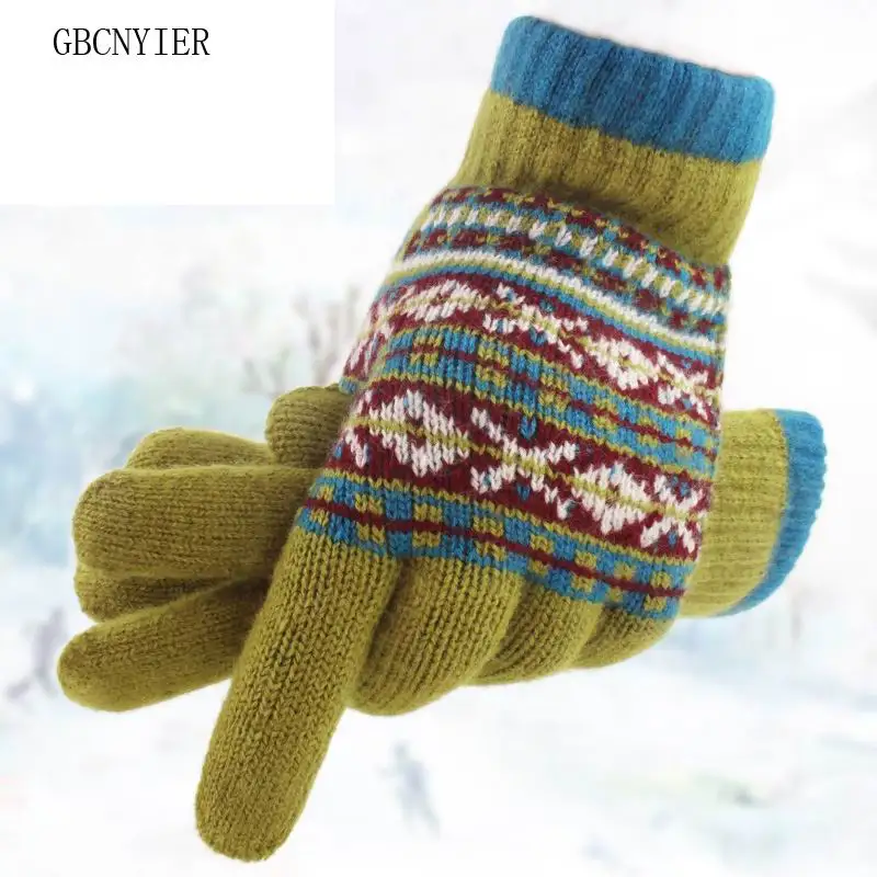 GBCNYIER осень и зима Для мужчин перчатки ветрозащитный толстые шерстяные пух перчатки мужские зимние Утепленная одежда варежки