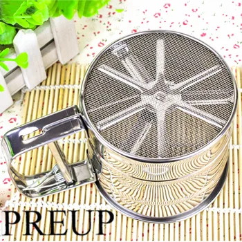 

Handheld Baking Cake Tool Stainless Steel Mechanical Baking Icing Sugar Shaker Sieve Cup Mesh Powder Flour Sieve Accessory