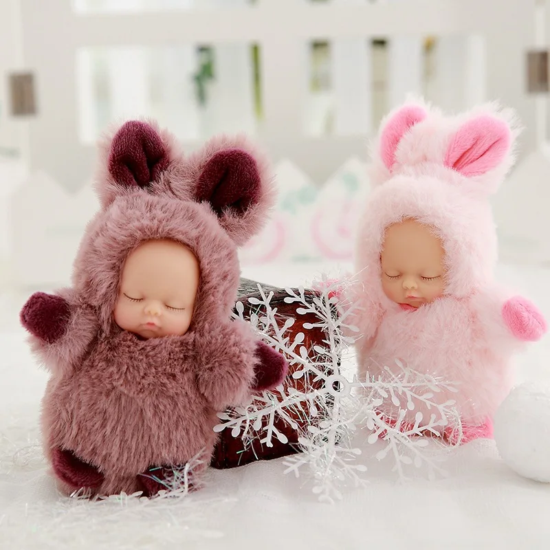 

Baby accompany sleeping soothing doll Cute sleeping doll key buckle pendant children's gift toys company gift