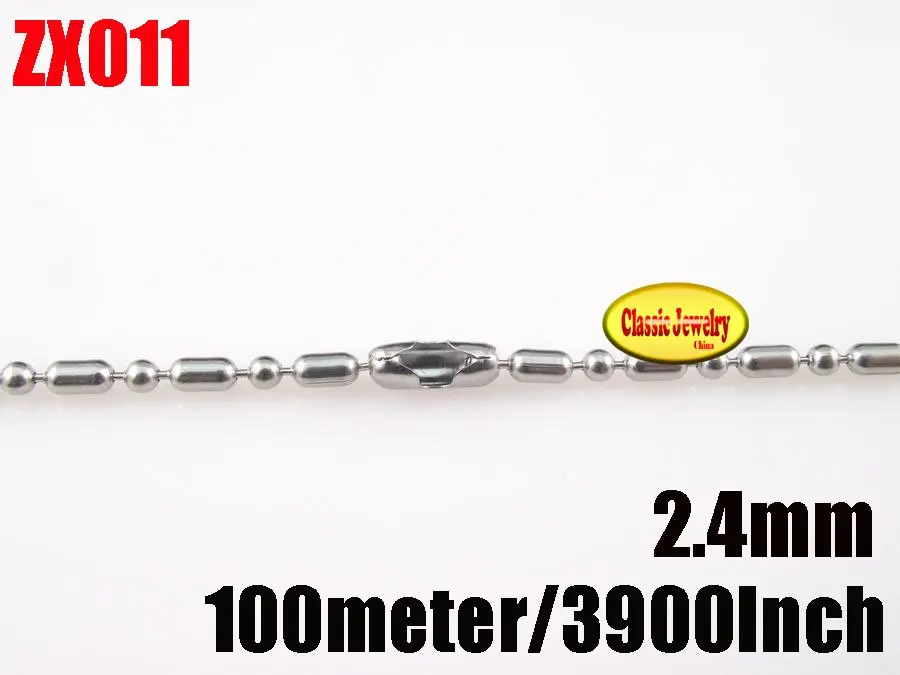 Шариковая цепь из нержавеющей стали ZX011 2 4 мм 100 м/3900 дюйма|bead necklace|stainless steel ball chainball