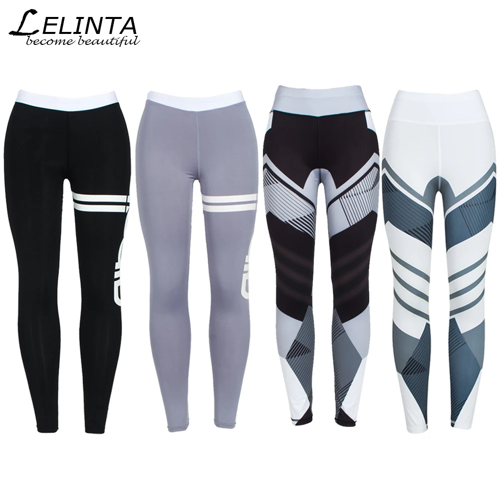 Women Pants Yoga Sports Leggings Women Fitness Clothing Black/White/Gray Gym Trousers Sportswear Yoga Pants Running Tights