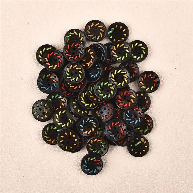 

30pcs 18mm Round Shaped Wooden Buttons Thread Decoration Sewing Flatback Wood Button For Clothing Scrapbooking DIY Craft