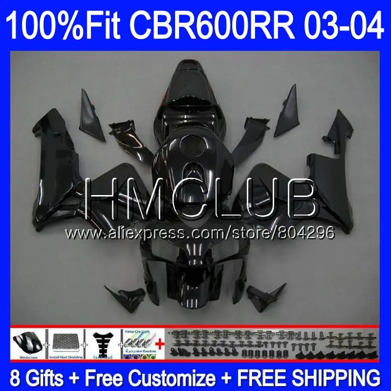 

Glossy black Injection For HONDA CBR600 RR CBR 600RR 600F5 03 04 63HM.3 CBR600F5 CBR600RR F5 03 04 CBR 600 RR 2003 2004 Fairing