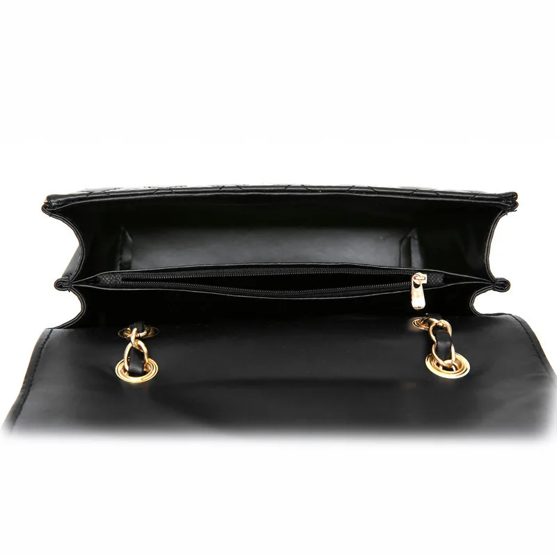 2018 New Brand Desinger Fashion PU Leather Messenger Chain Bags Plaid Women Mini Black Party Tote Clutch Handbag Crossbody Bag