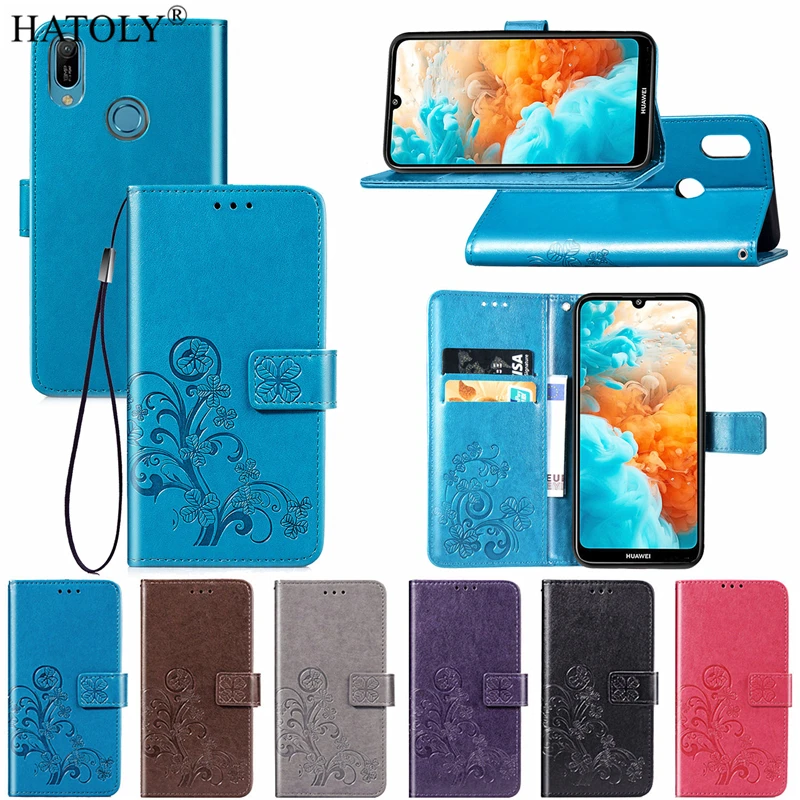 Чехол для Huawei Y6 кожаный чехол с откидной крышкой 2019 кошелек Мягкая силиконовая