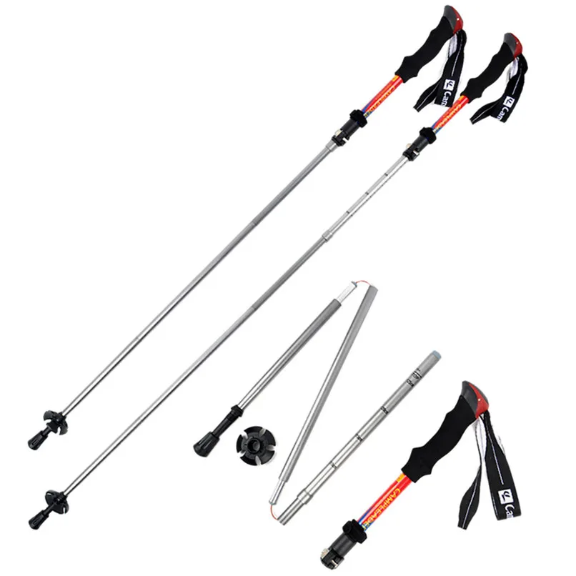 Outdoor Alpenstock Portable Trekking Pole Durable Five - Section Folding Adjustable Impact Walking Cane #2O30 (8)