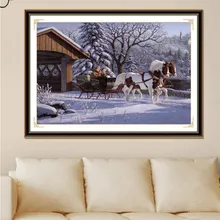 DIY пейзаж краска ing комплекты номеров с экологичные, акриловые краски и высокая эластичная кисть цифровая краска ing Настенный декор