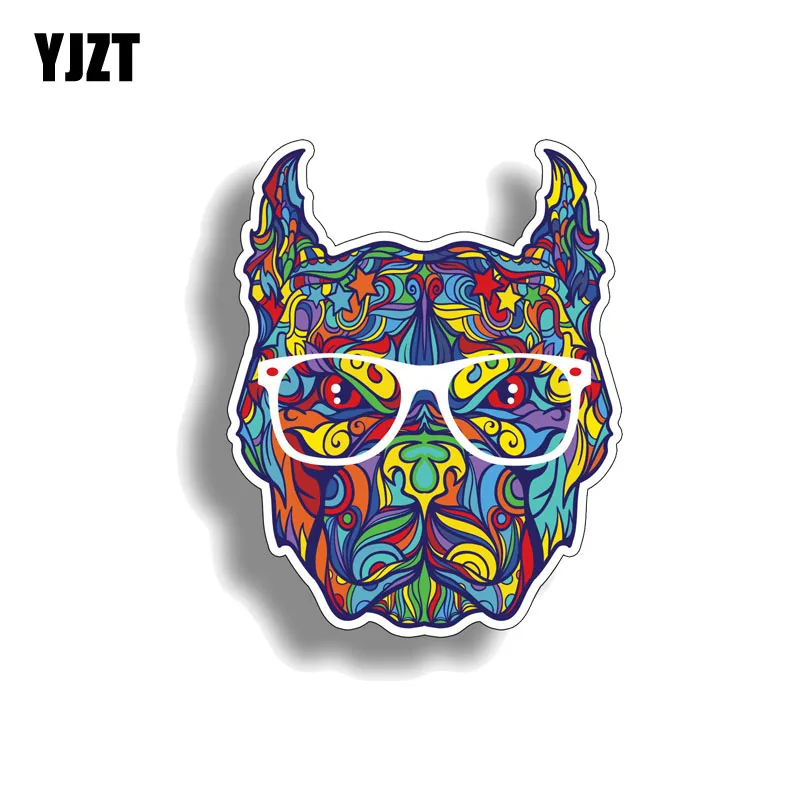 

YJZT 9.5CM*12CM Personality Graffiti Pitbull Dog Head Car Sticker Decal PVC 12-0587