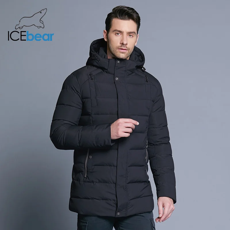 Skup ICEbear 2019 nowa męska kurtka zimowa ciepły z odpinanym kapturem mężczyzna krótki płaszcz moda odzież codzienna człowiek odzież marki MWD18813D