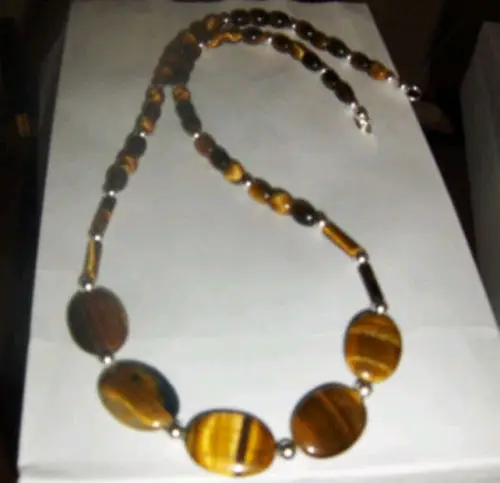 

free shupping J0035 Handcrafter Tiger's Eye Beaded Necklace