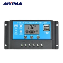 AIYIMA 15A 12V 24V Auto Solar Charge Controller Regulator Controller PWM With LCD 5V Dual USB