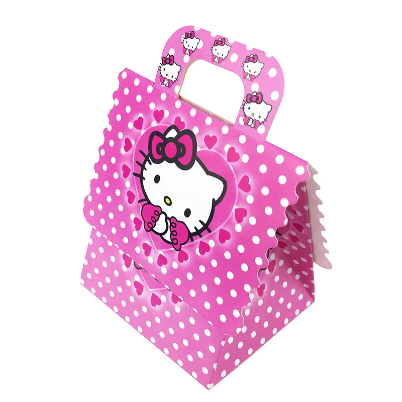 6pcs/lot hello kitty hand bags candy box decor party lovely loading gift for kids happy birthday decoration supplie | Дом и сад