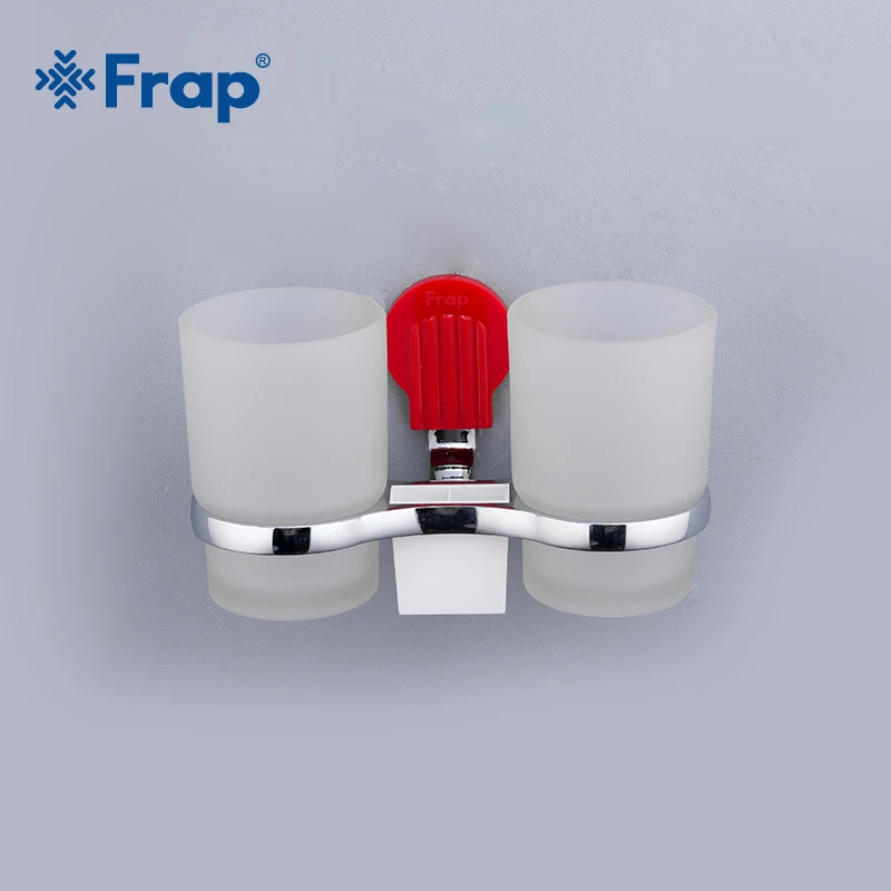 Frap New Colorful Cup Tumbler Holders Double Glass Cup Holders Wall-mount Toothbrush Tooth Bathroom Hardware F3308
